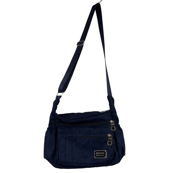 Soyater Nylon Crossbody Shoulder Bag Navy Blue Zip Pockets Handbag Purse - Picture 1 of 12